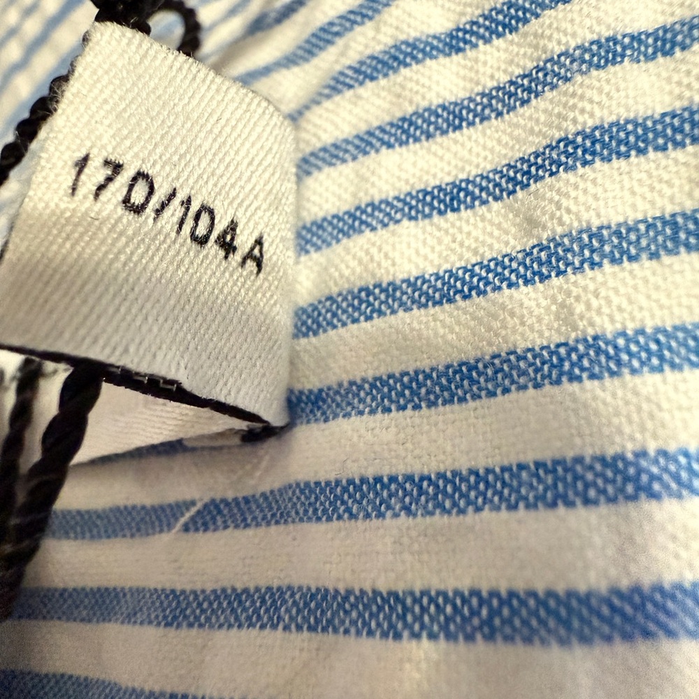 Women’s Coach Blue / White seersucker Button Down Shirt 31 long 26 armpits - Picture 12 of 15